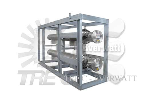 Thermoregulation skid and complete fan heaters for immersion