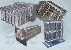 Electric bare-wire batteries for air heating